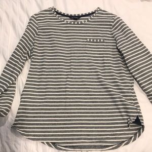 Navy Striped three quarter sleeve blouse